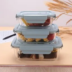 Glass Fridge Container - 1 L, 750 ml, 500 ml (Pack of 3, Clear) 1 Containers Lunch Box-36