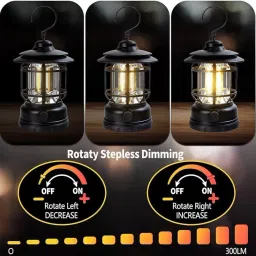 Retro Style USB Camping Lantern Lamp Black Metal, Plastic Hanging Lantern-17