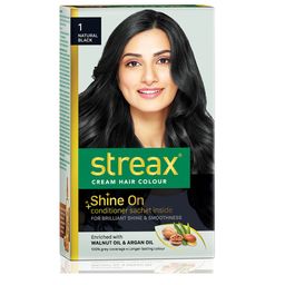 Streax 100% Grey Coverage & No Ammonia Cream Hair Colour 120ml - Natural Black 1-28