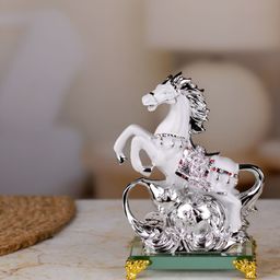TYOOHAR Silver-Toned Horse Glass Figurine Showpiece-image-3