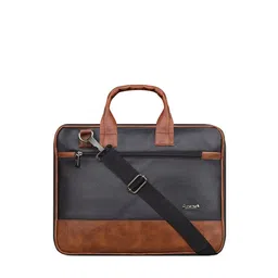 LOREM Unisex Blue & Tan Textured Messenger Bag-66