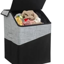 70 L Grey, Black Laundry Basket-45