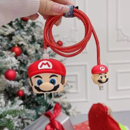 VAPRIF iPhone Charger Cover For 18W/20W Cute Cartoon Red Mario Cable Protector-image-2