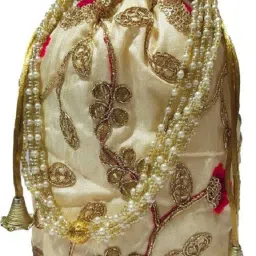 Women Beige, Pink Potli-picture-12