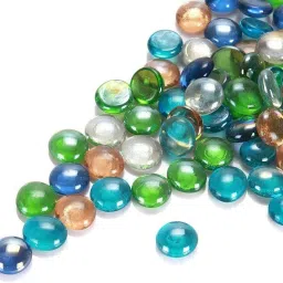 Polished Round Shape Glass Pebbles Stone For Glass Filler Aquarium Vase Fillers Plant Pots Home Garden & Outdoor Decoration (Multi Colour, 500 grams) Polished, Regular, Painted Round Fire Glass Pebbles-image-108