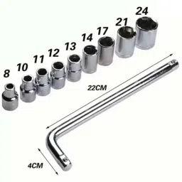 shri diamond SK10/ M-512 Stainless Steel 10-Pieces Hex Socket Wrench Spanner Tool Goti Set for Automobiles/Bike/Car Repair Tool Kit Socket Set Socket Set image 3