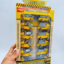 TRANSPORT TRUCK Construction Bulldozer Long Crane Engineering Vehicle Set-34