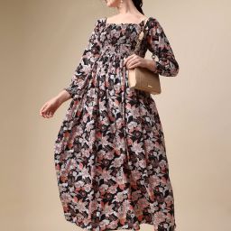 Women Fit and Flare Black Maxi/Full Length Dress-image-36