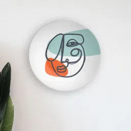 quirk india MulticolouredBrush Stroke Blue-Peach Decorative Ceramic Wall Plate-picture-48