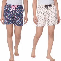 Pack of 2 Printed Women Multicolor Regular Shorts-image-50