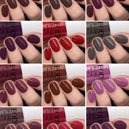 Brilliant Shine Glossy Modern Nail Polish Paint Set Combo 6ml each of 12 Bottles Long Lasting Red, Brown, Nude, Light Grey, Light Purple, Pink, Wine, Plum etc-image-1