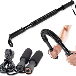 40kg Power Twister Bar and Skipping Rope (Pack of 2) Fitness Accessory Kit Kit-1