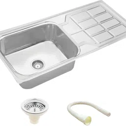 45x20x9 Inch 304-Grade SS Steel Square Single Bowl Kitchen Sink with Drainboard (Deluxe Range) 45x20x9 Inches Vessel Sink-image-35
