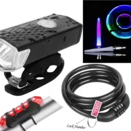 COMBO Bicycle Front Light,Back Tail Light,Tyre Valve Light And Wire Number Lock LED Front Rear Light Combo-image-75