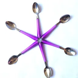 prodealnet Dining Table Spoon 6-Pieces Set for Kitchen and Dining Table Steel with Shiny Multi colour Plastic Handle Spoon Set for Home and Kitchen (Set of 6) Pack of 1 (Multi colour ) Steel Table Spoon Set (Pack of 6) Steel Table Spoon Set image 4