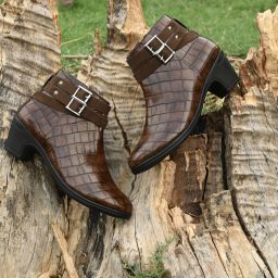 EL PASO Women Brown Faux Leather Casual Slip On Boots Boots For Women-image-46