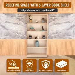 lussomobily 5 Layer Wooden Bookshelf Multipurpose Display Storage Unit Bookcases Engineered Wood Open Book Shelf image 4