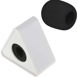 Portable ABS Injection Molding Mic Microphone Logo Flag Station with Mic Foam Triangle Mic ID with Foam for News,Interview,Youtubers, Reporting-image-81