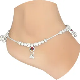 Women and Girls Silver Plated White Metal Payal Anklets Indian Traditional Ethnic Fashion Foot Jewellery Artificial Alloy Anklet-14
