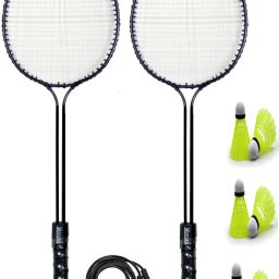 2 PC Badminton set + 6 Shuttle cock + pencil Skipping Rope free Badminton Kit-20