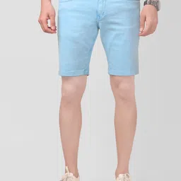 cefalu Solid Men Light Blue Chino Shorts-picture-45