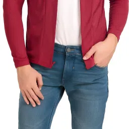 Men Full Sleeve Maroon Shrug-image-75