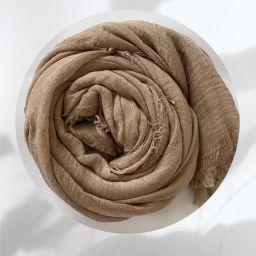 Solid Pure Cotton Women Brown Fancy Scarf-image-98