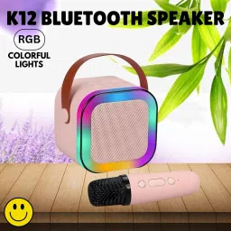 TRUWEL K12 (PORTABLE BLUETOOTH DESKTOP SPEAKER)With Karaoke Mic RGB Light, HD SoundT357 10 W Bluetooth Laptop/Desktop Speaker-image-49