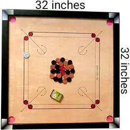 Carrom Board 32 inch full size, with playing coins, stricker, powder Carrom Board Game-18