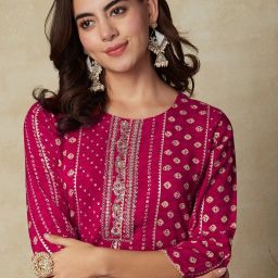 Women Embroidered Viscose Rayon Straight Kurta-image-31
