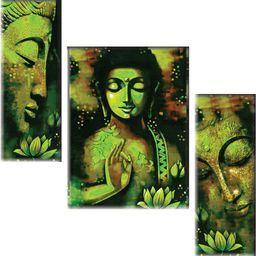 saf Buddha Wall Art – Spiritual Meditation Artwork with Lotus and Green-Golden Aura Digital Reprint 12 inch x 20 inch Painting-picture-43