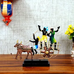 craft tree Handpainted Ox Cart Metallic Showpiece-picture-44
