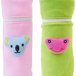 Soft Plush Baby Bottle Cover for Feeders Set of 2 Zipper Closer Cute Animated-picture-21