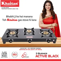 khaitan 3 Burner Active Black Glass Manual Gas Stove-picture-17