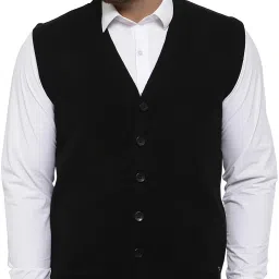 Men Solid V Neck Black Sweater-image-97