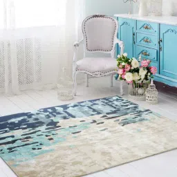 joyrugs by littlelooms Buy Beige Art Silk Abstract 5 x 7 Feet Hand Tufted Carpet-picture-47