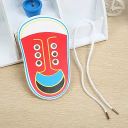 Learning Puzzle Board Wooden Lacing Shoe Toys Shoe Tying Teaching Threading Toys-17