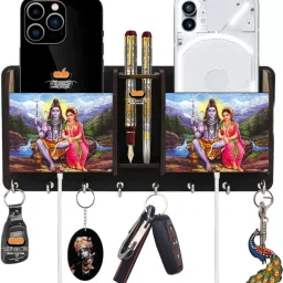 Shiv Parvati 2 Pocket Mobile|Pen holder Wood Key Holder-7