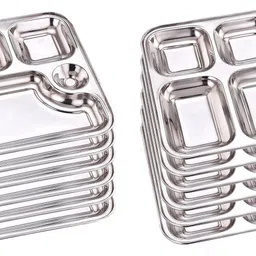 narv Stainless Steel Plates with Compartments/Bhojan Thali/Partition Plates Set K3 Sectioned Plate-picture-17