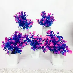 0015_Royal Blue artificial plants piece of 5 with stone Bonsai Wild Artificial Plant with Pot-image-63