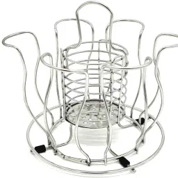2 in 1 Multipurpose S.S Premium Quality Glass Plus Cutlery Holder / Stand Stainless Steel Glass Holder-image-46