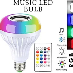Bxeno Colourful LED Light Lamp Built-in Audio Speaker Music Player With Remote Control Smart Bulb image 2