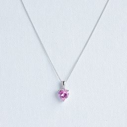 925 Sterling Silver Tourmaline Heart Pendant | AAAA CZ Stone | Rhodium Plated Tourmaline Rhodium Plated Sterling Silver Necklace-image-76