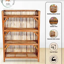 evra Cane bamboo Bookshelf Multipurpose Home Decor Storage Rack Showcase Organizer Engineered Wood Semi-Open Book Shelf image 2