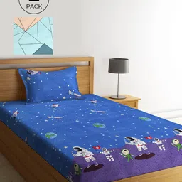 KLOTTHE Multicoloured Floral 210 TC 2 Single Bedsheet with 2 Pillow Covers-image-71