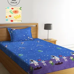 KLOTTHE Cartoon Characters 210 TC 2 Single Bedsheet with 2 Pillow Covers-image-85
