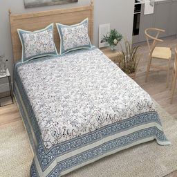 Bombay Spreads White Printed Pure Cotton 144 TC Double King Bedsheet With 2 Pillow Covers-image-66