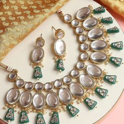 OOMPH Kundan -Studded & Pearl Beaded Necklace & Earrings-image-70