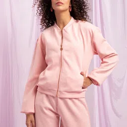 KENDALL & KYLIE Women Pink Lightweight Longline Tailored Jacket with Embroidered-image-47