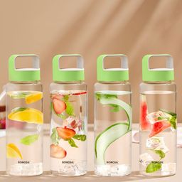 BOROSIL Transparent & Green Set of 4 Glass Solid Water Bottle-14